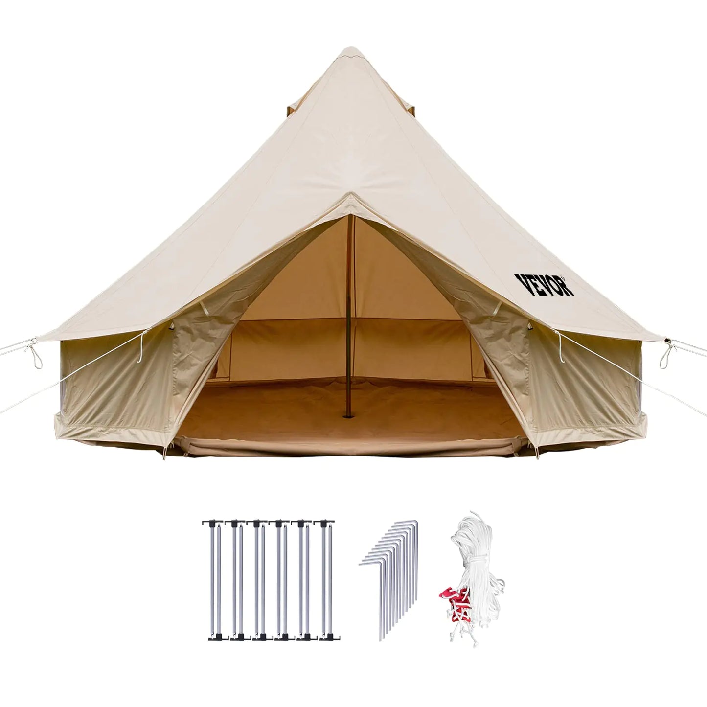 Happybuy Bell Tent for Family Camping Outdoor Hunting Party in 4 Seasons 9.8ft/3m 100% Cotton Canvas Yurt Tent - w/Stove Jack Luxury Glamping  Waterproof