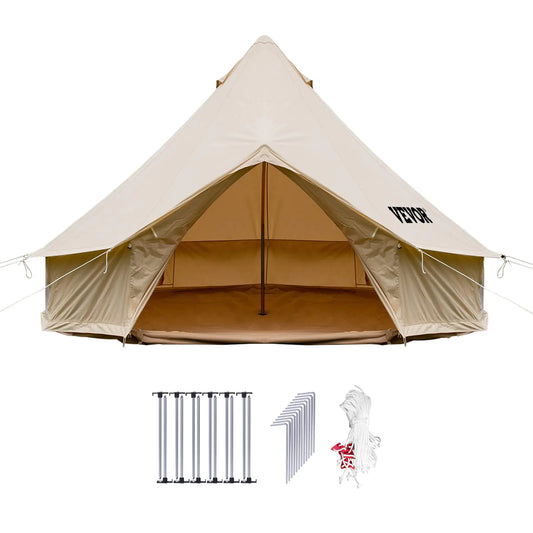 Happybuy Bell Tent for Family Camping Outdoor Hunting Party in 4 Seasons 9.8ft/3m 100% Cotton Canvas Yurt Tent - w/Stove Jack Luxury Glamping  Waterproof