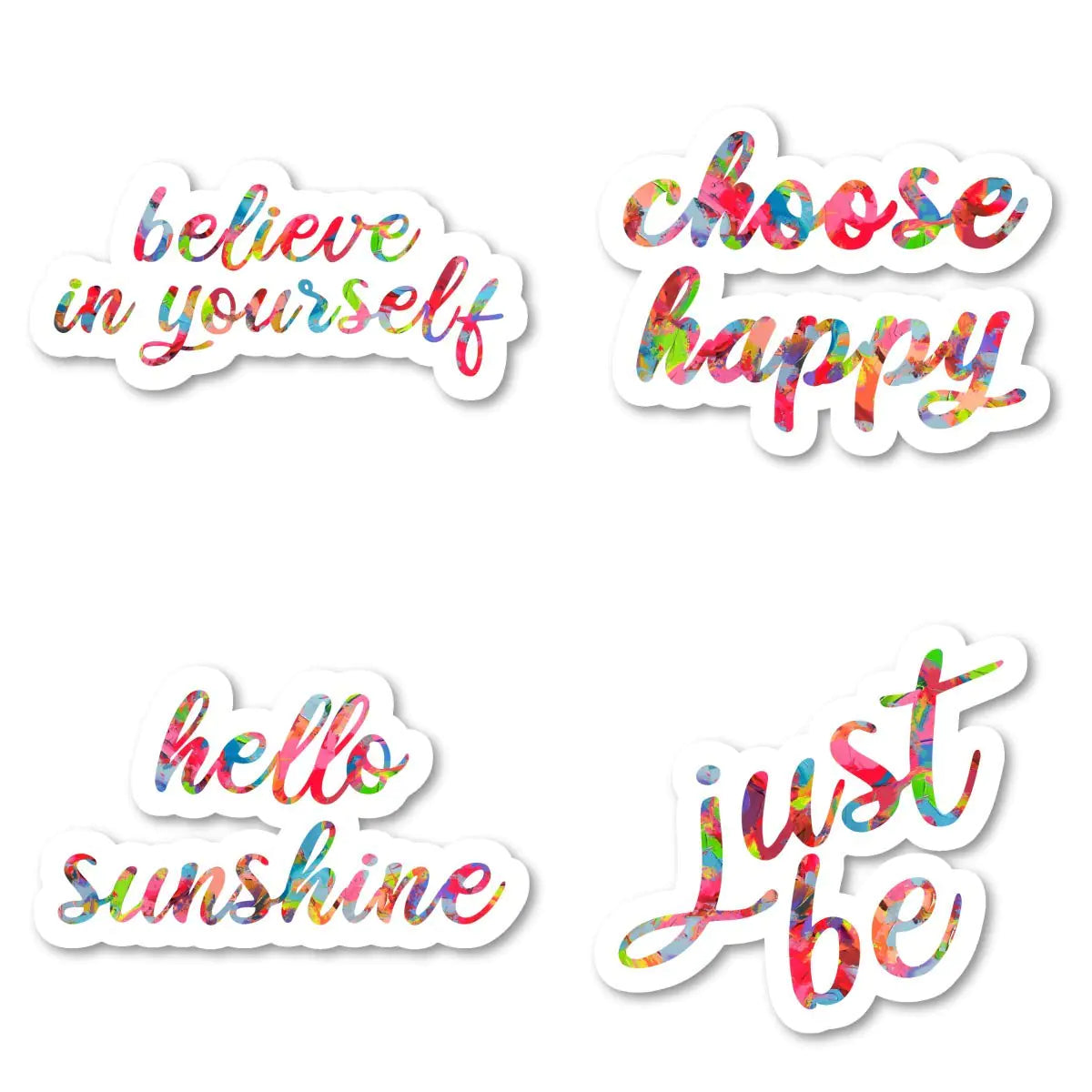 Believe in Yourself Just Be Choose Happy Hello Sunshine Sticker Pack Watercolor Stickers - 4 Pack - Laptop Stickers - for Laptop Phone Tablet Vinyl Decal Sticker (4 Pack) S211206