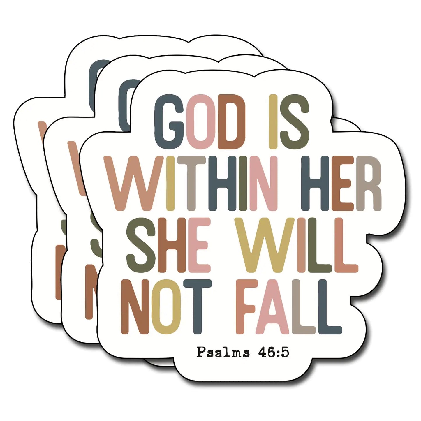 (3Pcs) God is Within Her She Will Not Fall Sticker Christian Gifts Decorate Books Laptop Phone Water Bottles Kindles Stickers Tumbler Sticker Waterproof Vinyl Decorate 3 x 29" Inch