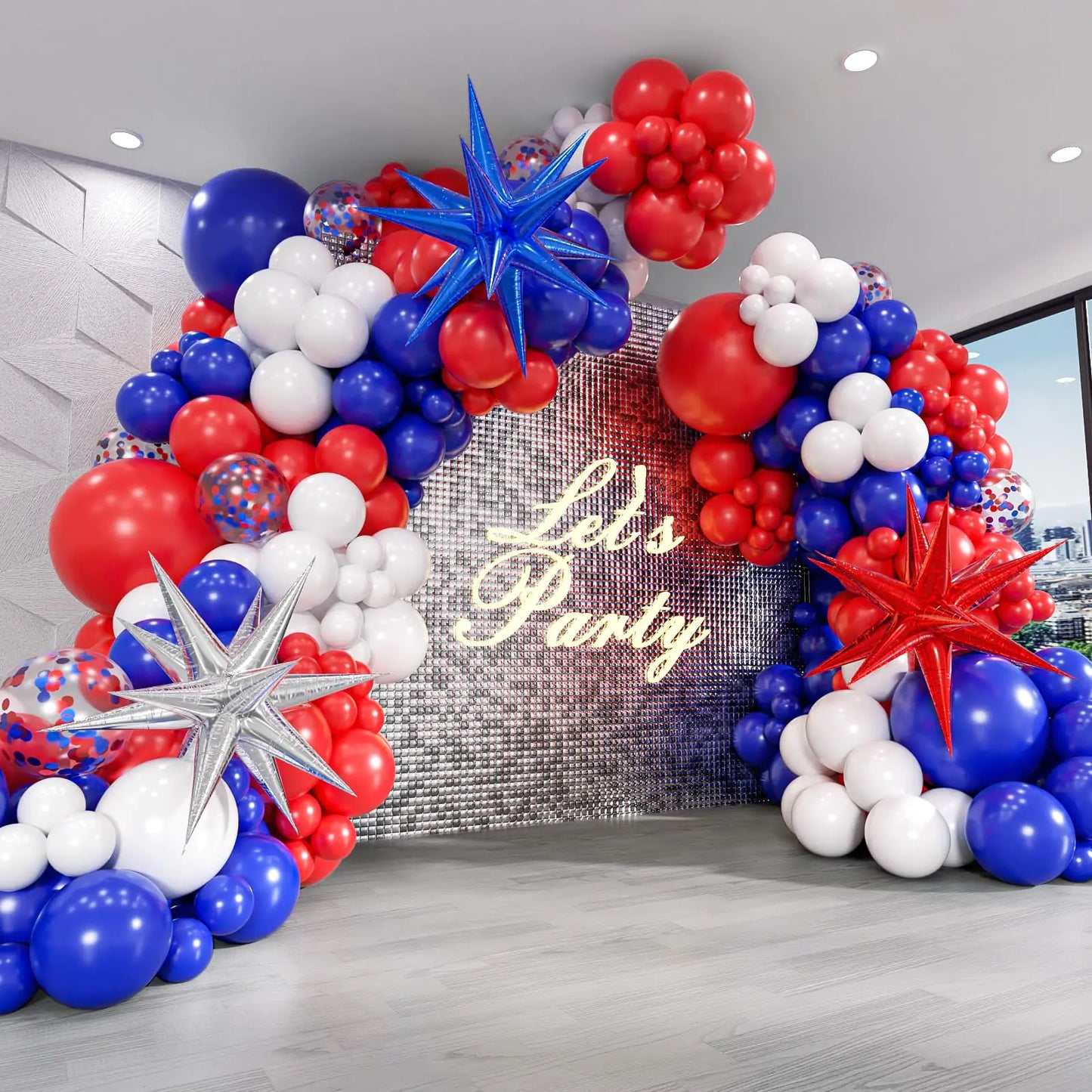 Red White and Blue Balloons Garland Arch Kit 5 10 12 18 inch Red White Blue Confetti Latex Balloons for 4th of July Graduation Baseball Birthday Party Decorations