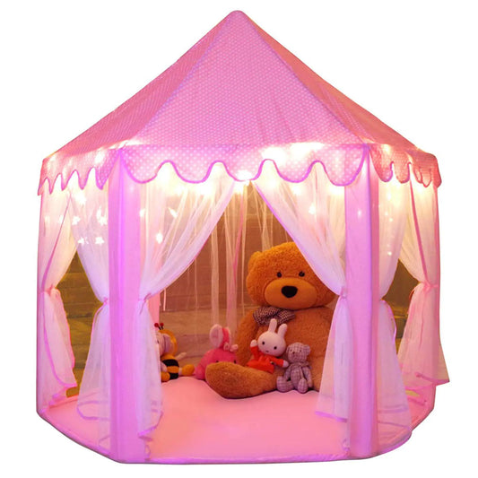 Monobeach Princess Tent Girls Large Playhouse Kids Castle Play Tent with Star Lights Toy for Children Indoor and Outdoor Games 55 x 53 (DxH)