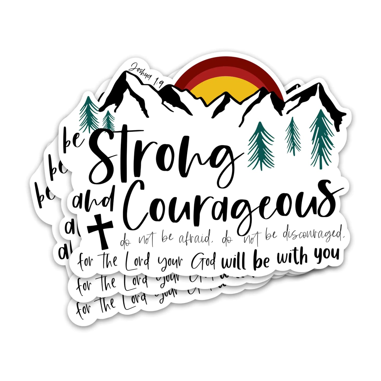 3PCs Strong and Courageous Joshua 1:9 Bible Verse Quotes Sticker Christian Faith Jesus Worship Stickers God Religious Scripture Waterproof Vinyl Decals for Laptop Water Bottle Journal (3 Inches)
