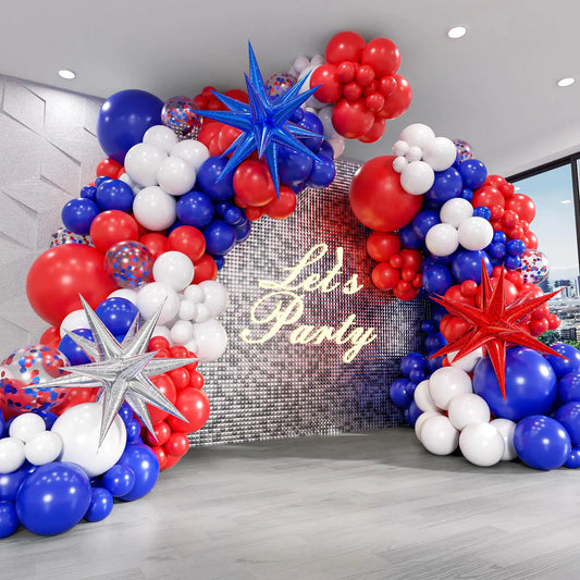 Red White and Blue Balloons Garland Arch Kit 5 10 12 18 inch Red White Blue Confetti Latex Balloons for 4th of July Graduation Baseball Birthday Party Decorations
