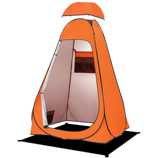 BRIAN & DANY Pop Up Shower Tent Portable Privacy Camping Changing Tent Camp Toilet Bathroom Pod with Rain Shelter & Windows UPF 50+ & Waterproof 47.2" x 47.2" x 74.8" Orange