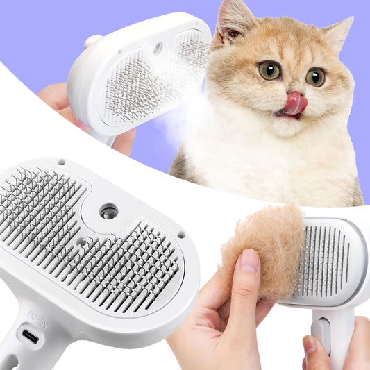 Cat Steam Brush Rechargeable Silicone Cat Brush for Shedding 3 in 1 Pet Hair Removal Tool Self Cleaning Steamy Cat Brush for Massage Dog Brush for Shedding Cat&Dog Hair Remover Cat Accessories