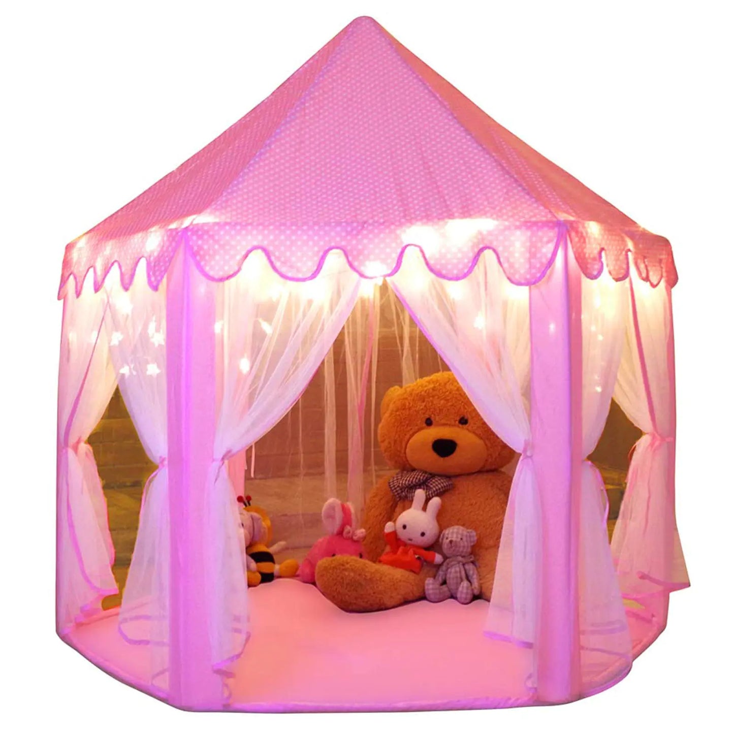 Monobeach Princess Tent Girls Large Playhouse Kids Castle Play Tent with Star Lights Toy for Children Indoor and Outdoor Games 55 x 53 (DxH)